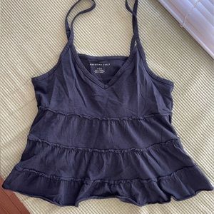 Black American Eagle Ruffles Tank Top